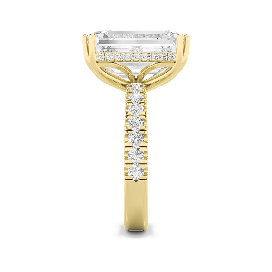 Emerald Shape Bold Statement Accented Ring lab grown diamond
