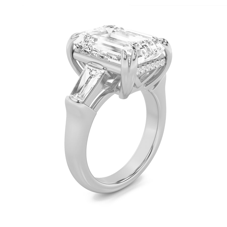 9Cttw Emerald Shaped Lab Grown Diamond (F/VS) BoldStatement Accented Ring in 14K Gold