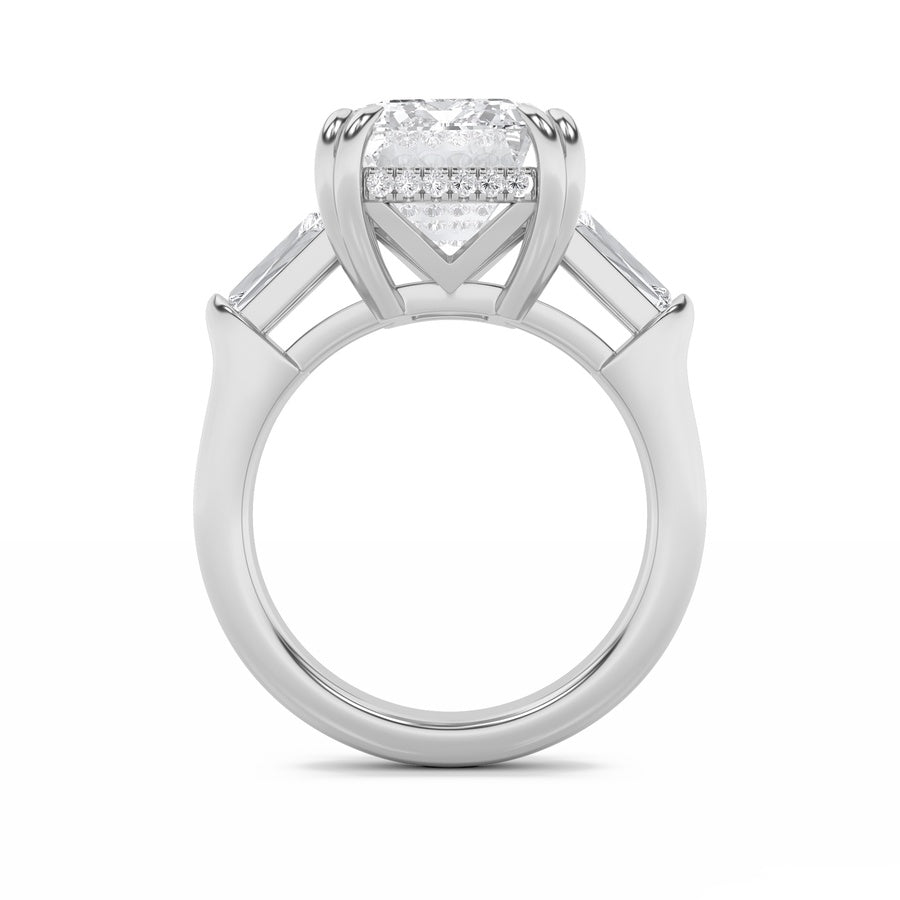 9Cttw Emerald Shaped Lab Grown Diamond (F/VS) BoldStatement Accented Ring in 14K Gold