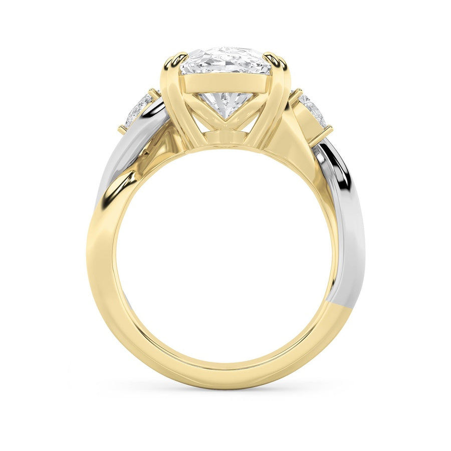 6.25Cttw Oval Shaped Lab Grown Diamond (F/VS) BoldAccented Engagement Ring in 14K Gold
