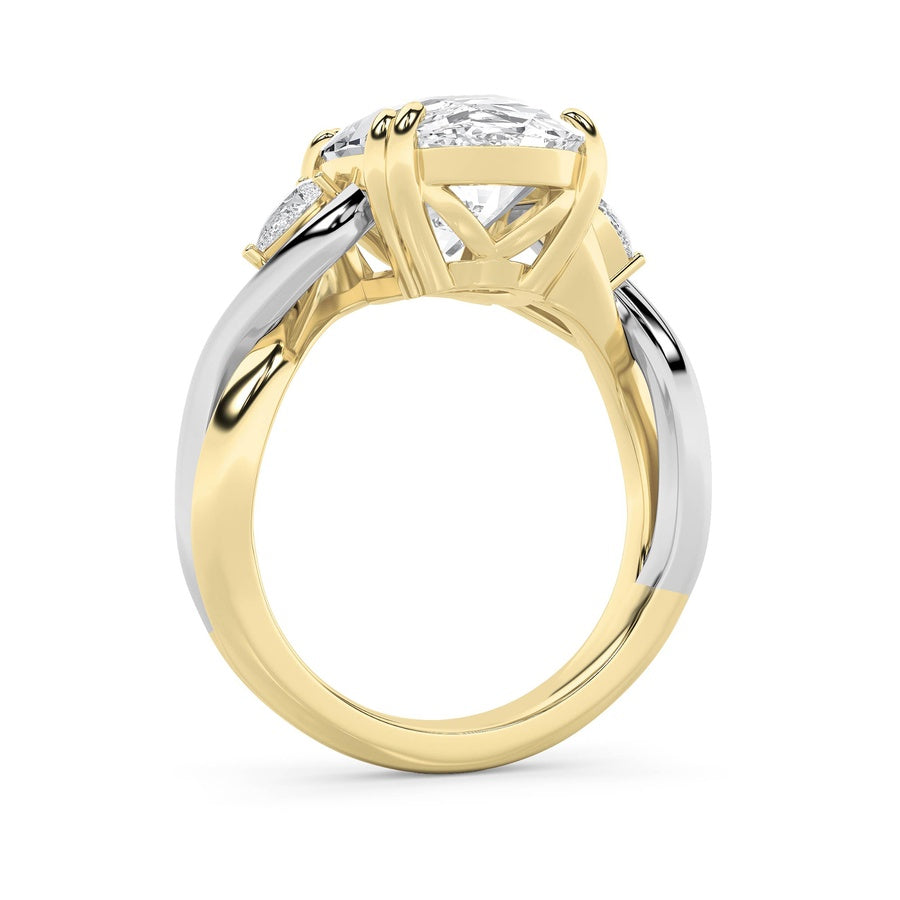 6.25Cttw Oval Shaped Lab Grown Diamond (F/VS) BoldAccented Engagement Ring in 14K Gold