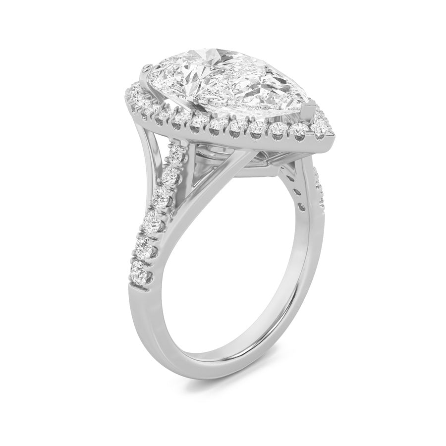 6Cttw Pear Shaped Lab Grown Diamond (F/VS) Bold Statement Accented Ring in 14K Gold