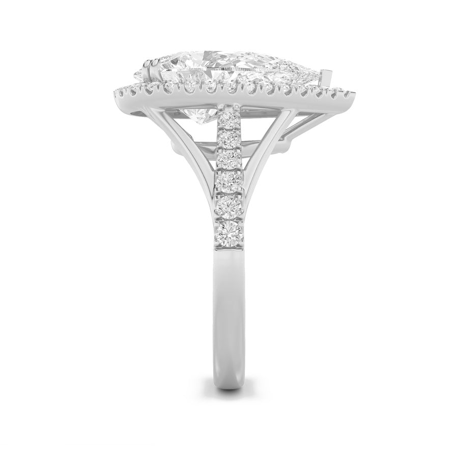 6Cttw Pear Shaped Lab Grown Diamond (F/VS) Bold Statement Accented Ring in 14K Gold