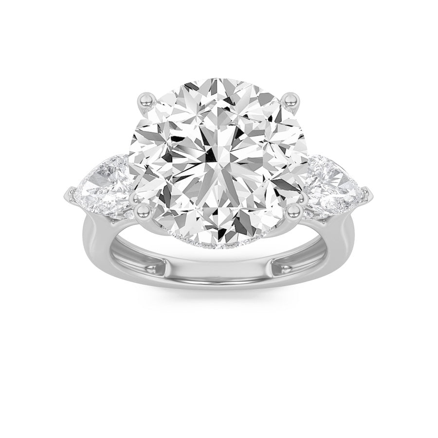 7.25Cttw Round Shaped Lab Grown Diamond (G/VS) Bold Accented Engagement Ring in 14K Gold