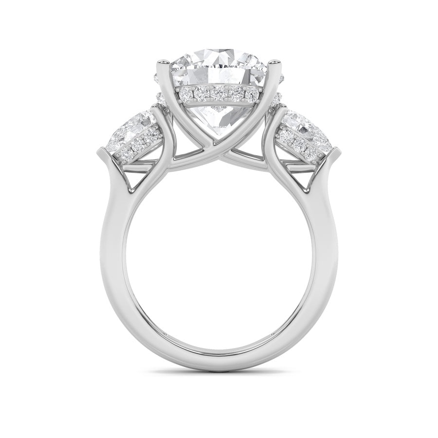 7.25Cttw Round Shaped Lab Grown Diamond (G/VS) Bold Accented Engagement Ring in 14K Gold