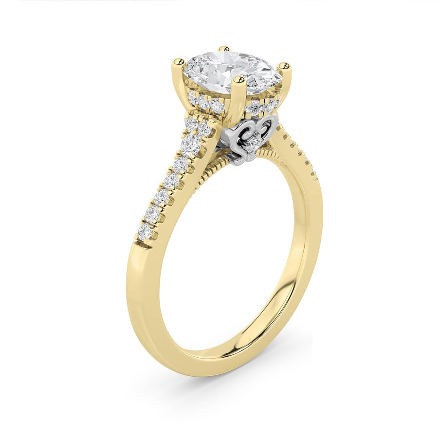 1.5Cttw Oval Shaped Lab Grown Diamond (G/VS) Accented Engagement Ring in 14K White Gold