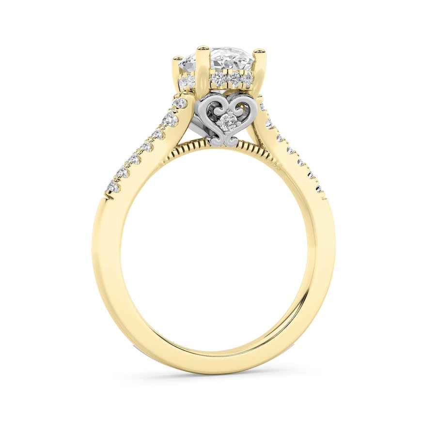 1.5Cttw Oval Shaped Lab Grown Diamond (G/VS) Accented Engagement Ring in 14K White Gold