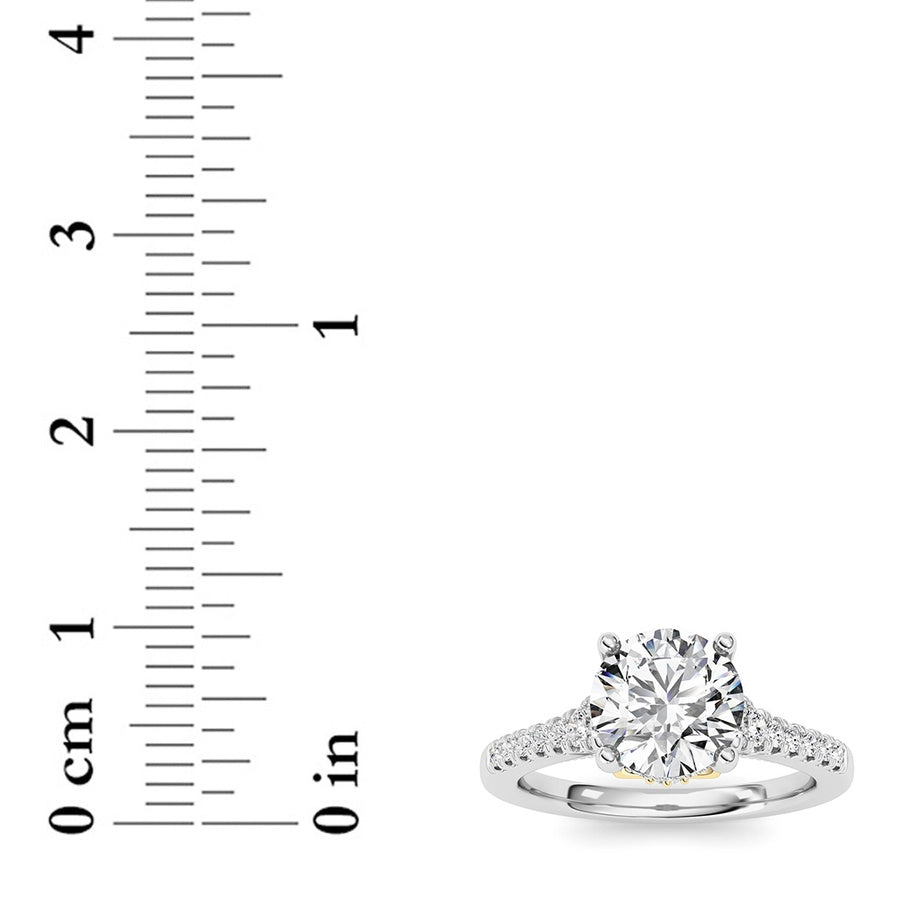 Round Shape Accented Two Tone Engagement Ring lab grown diamond