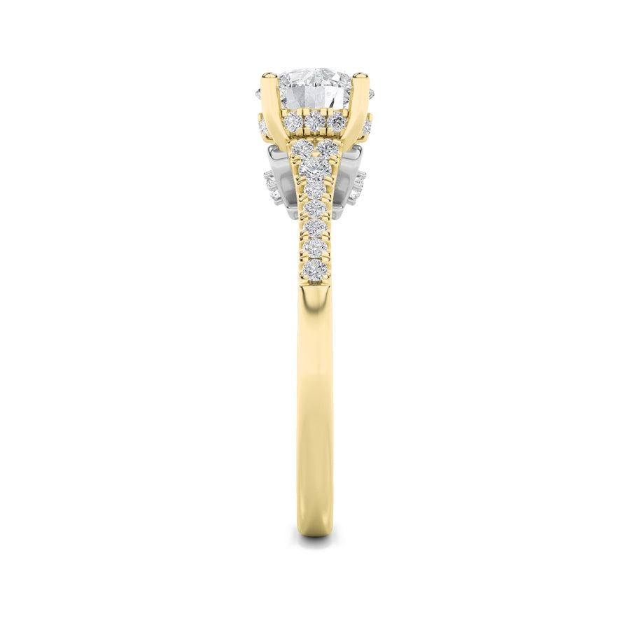 Round Shape Accented Two Tone Engagement Ring lab grown diamond