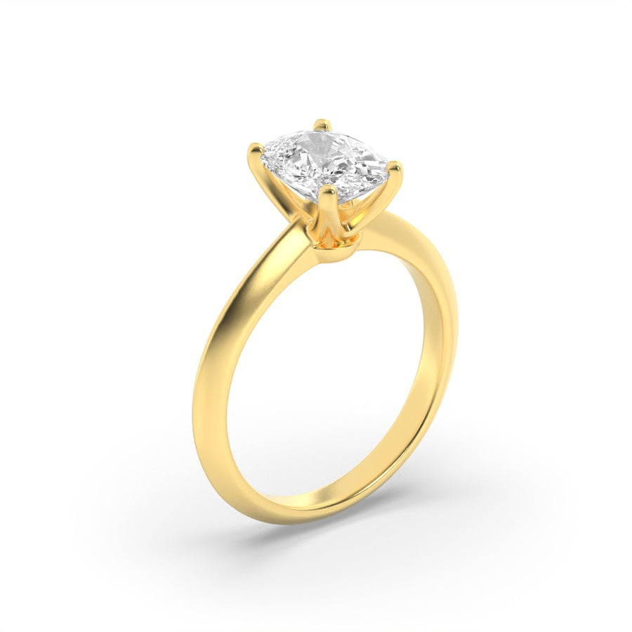 2Cttw Elongated Cushion Shaped Lab Grown Diamond (F/VS) Knife Edge Shank Solitaire Engagement Ring in 14K Gold