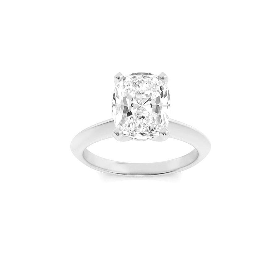 Cushion Shape Knife Edge Shank Solitaire Engagement Ring lab grown diamond