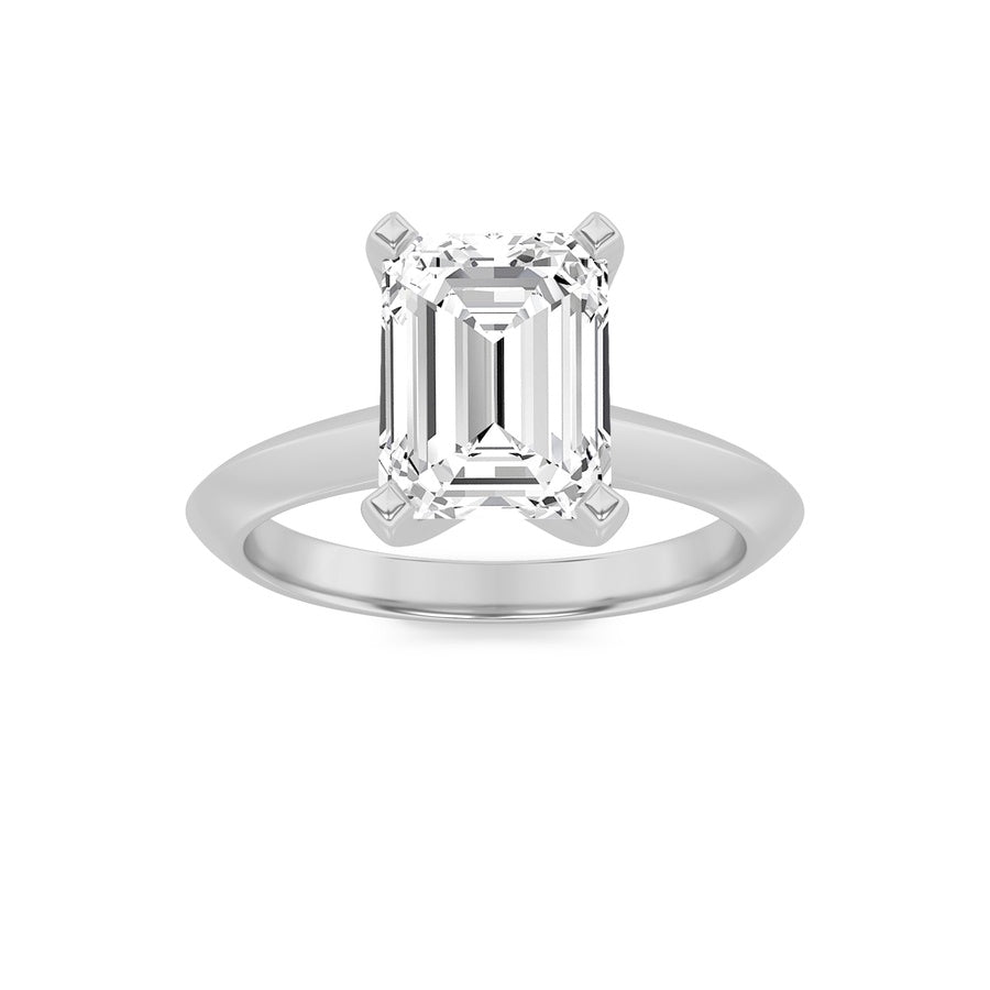 Emerald Shape Knife Edge Shank Solitaire Engagement Ring lab grown diamond