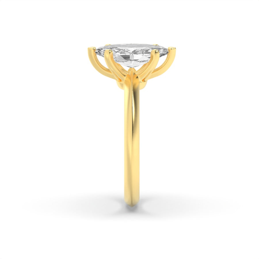 1Cttw Marquise Shaped Lab Grown Diamond (F/VS) Knife Edge Shank Solitaire Engagement Ring in 14K Gold
