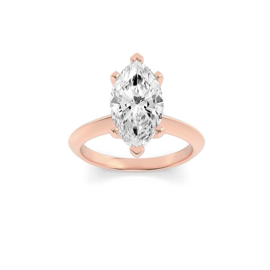 2Cttw Marquise Shaped Lab Grown Diamond (G/VS) Knife Edge Shank Solitaire Engagement Ring in 14K Gold