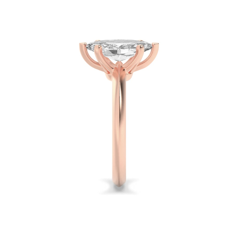 2Cttw Marquise Shaped Lab Grown Diamond (G/VS) Knife Edge Shank Solitaire Engagement Ring in 14K Gold