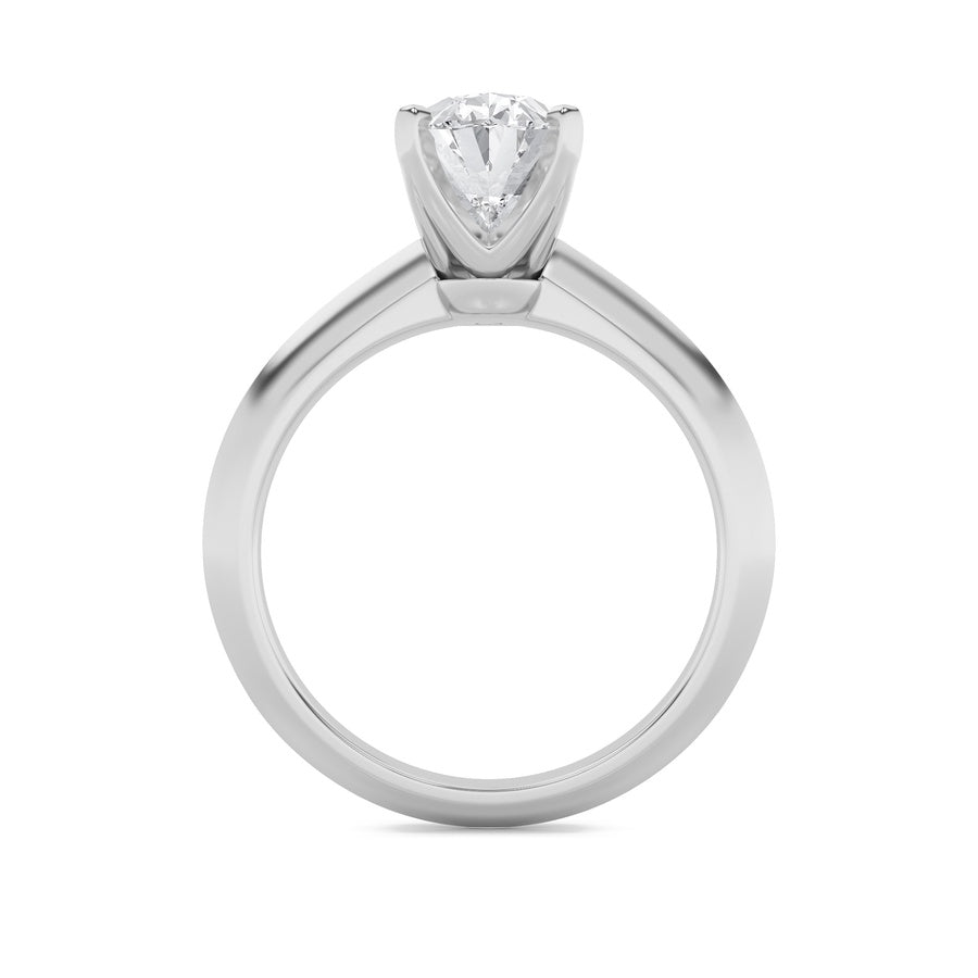 2Cttw Oval Shaped Lab Grown Diamond (F/VS) Knife Edge Shank Solitaire Engagement Ring in 14K Gold