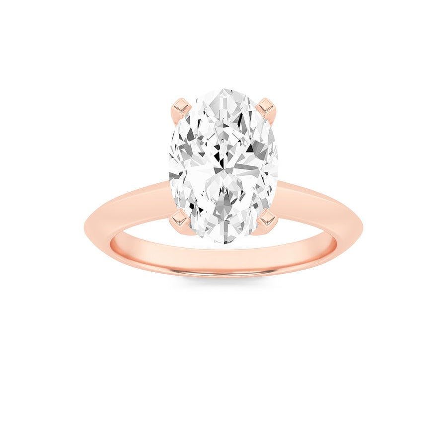 2Cttw Oval Shaped Lab Grown Diamond (F/VS) Knife Edge Shank Solitaire Engagement Ring in 14K Gold