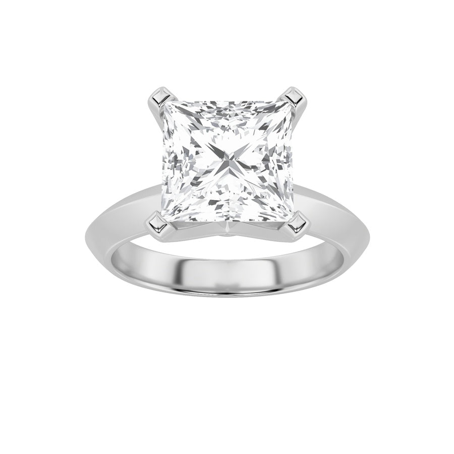 1Cttw Princess Shaped Lab Grown Diamond (F/VS) Knife Edge Shank Solitaire Engagement Ring in 14K Gold