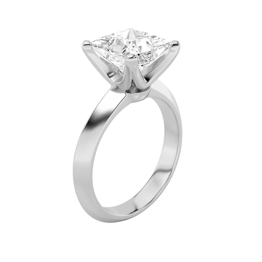 1Cttw Princess Shaped Lab Grown Diamond (F/VS) Knife Edge Shank Solitaire Engagement Ring in 14K Gold