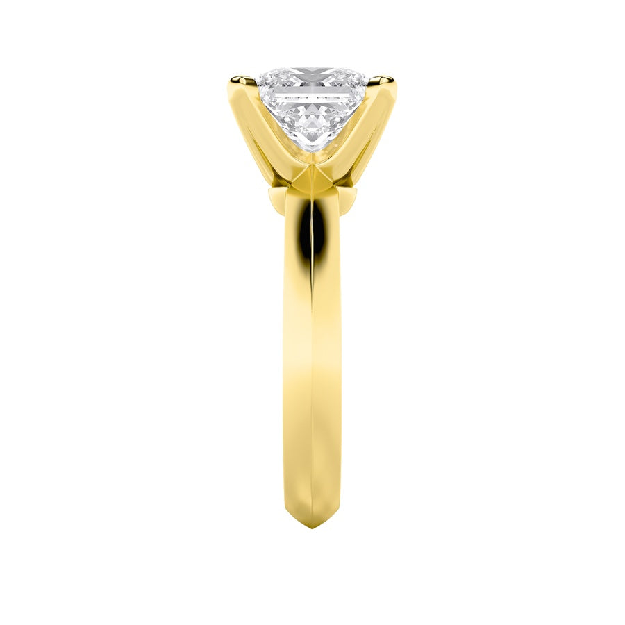 1Cttw Princess Shaped Lab Grown Diamond (F/VS) Knife Edge Shank Solitaire Engagement Ring in 14K Gold