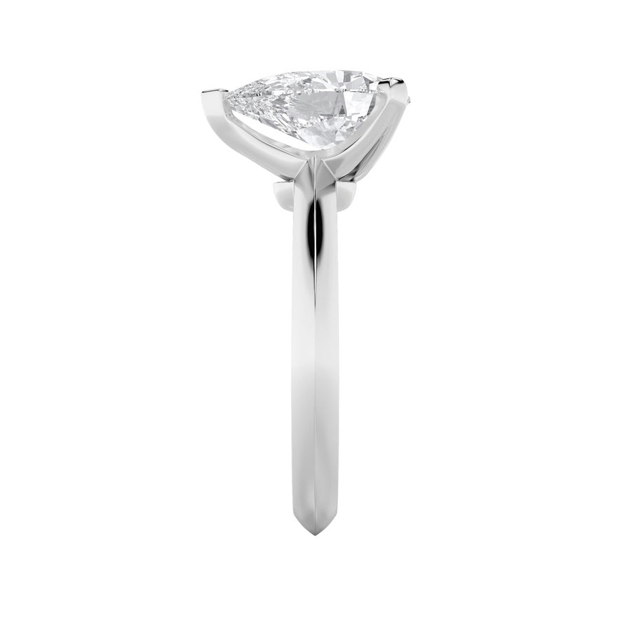 Pear Shape Knife Edge Shank Solitaire Engagement Ring lab grown diamond