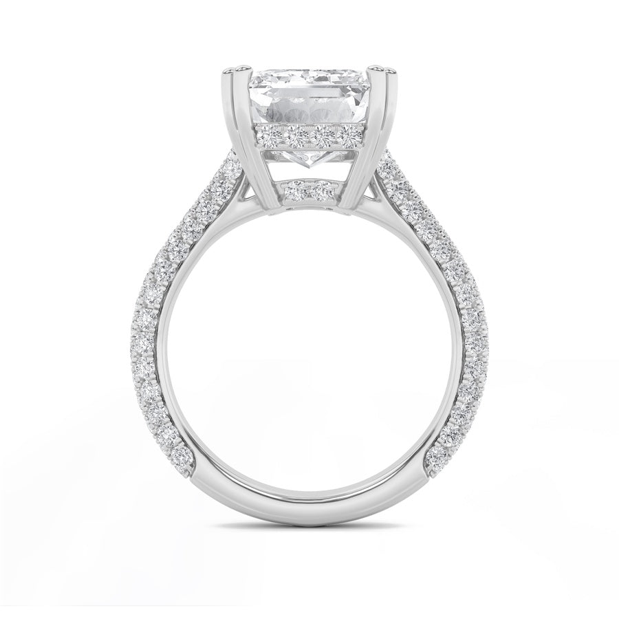 8Cttw Emerald Shaped Lab Grown Diamond (F/VS) BoldAccented Engagement Ring in 14K Gold