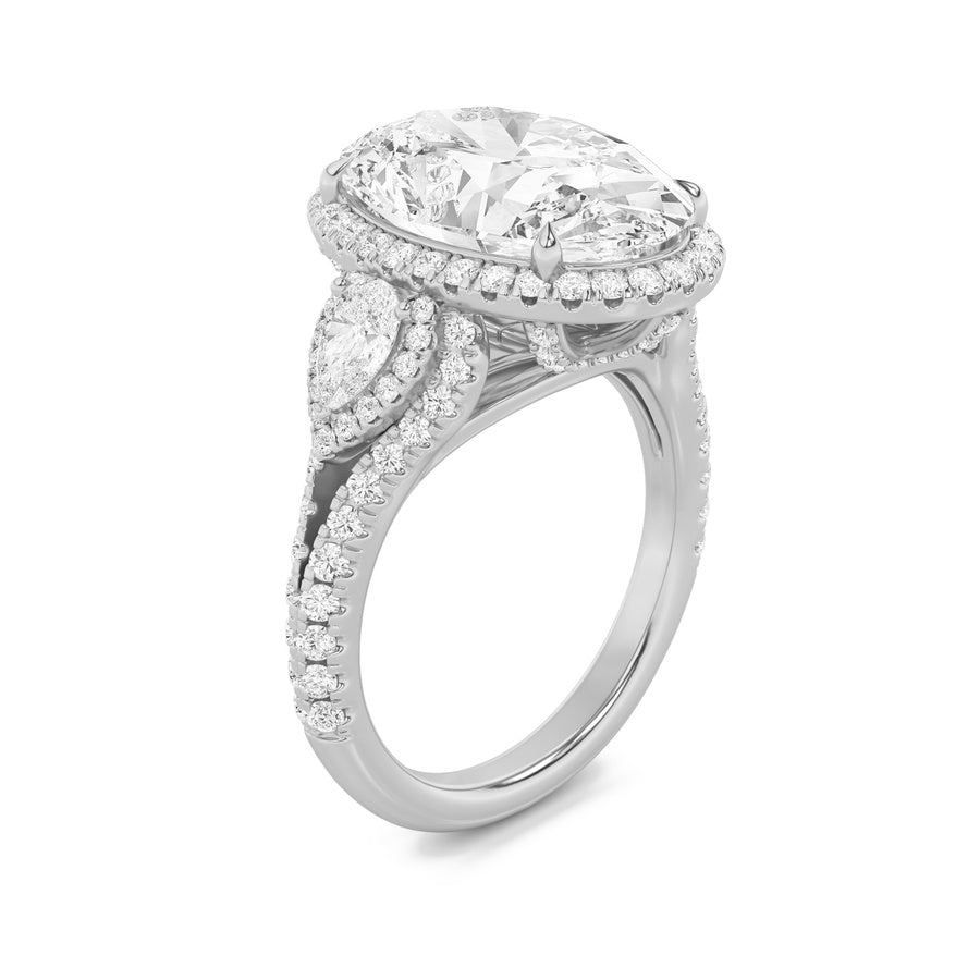 7.25Cttw Oval Shaped Lab Grown Diamond (F/VS) BoldAccented Engagement Ring in 14K Gold