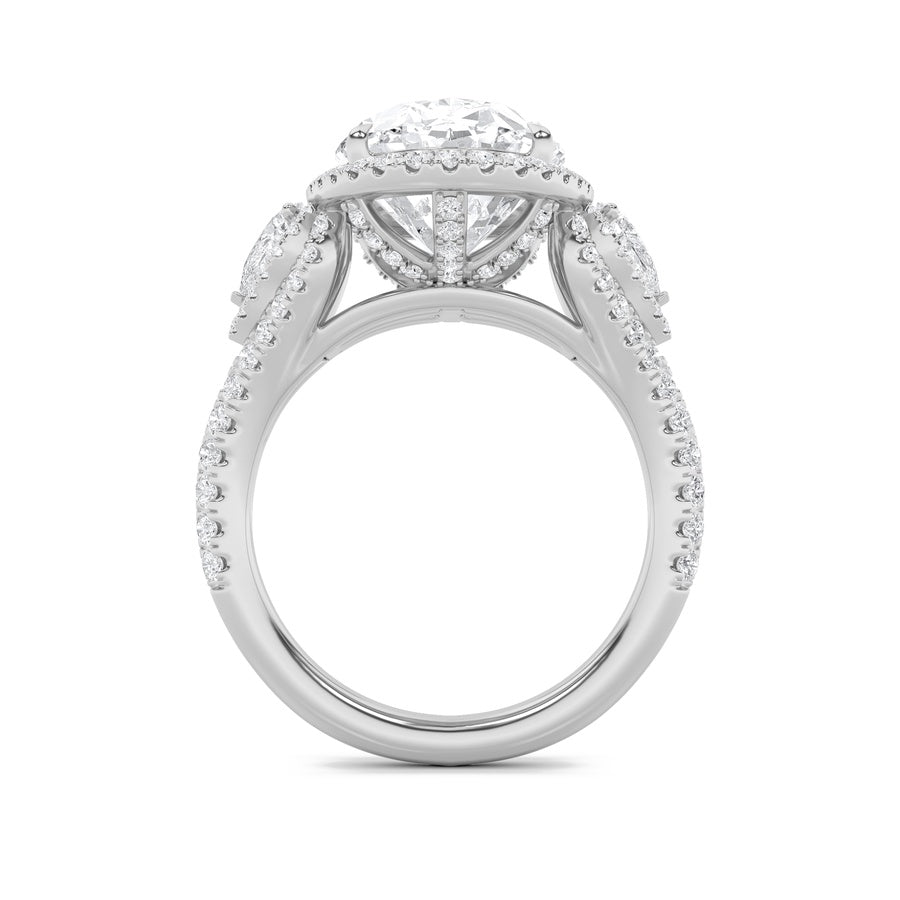 7.25Cttw Oval Shaped Lab Grown Diamond (F/VS) BoldAccented Engagement Ring in 14K Gold