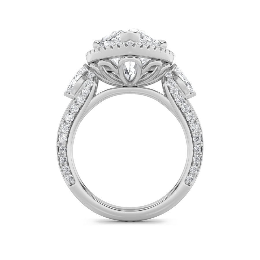 9Cttw Marquise Shaped Lab Grown Diamond (F/VS) Bold Statement Accented Ring in 14K Gold