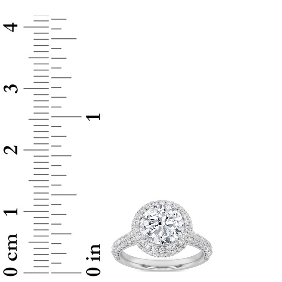 Round Shape Halo Accented Engagement Ring lab grown diamond