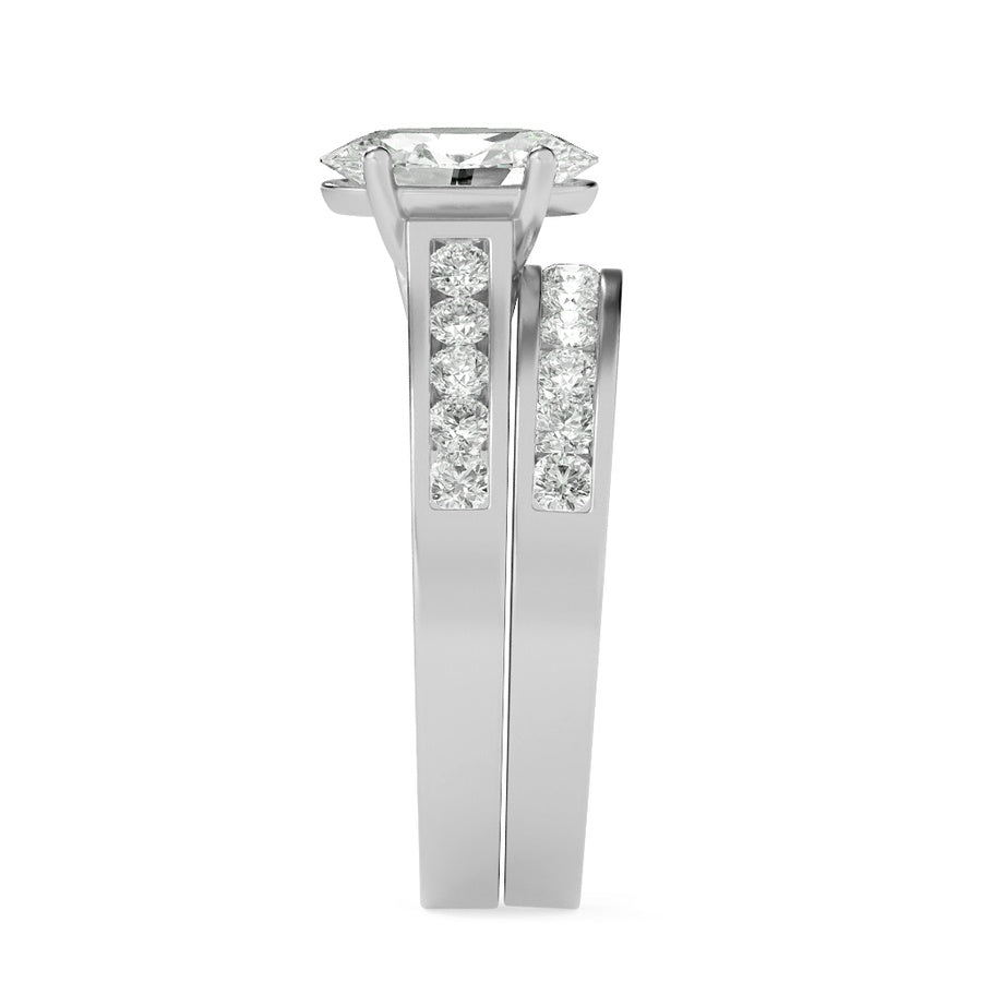 Oval Shape Channel Set Bridal Engagement Ring lab grown diamond