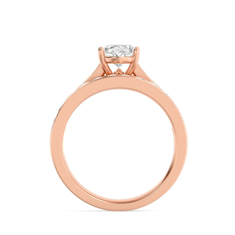 Oval Shape Channel Set Bridal Engagement Ring lab grown diamond