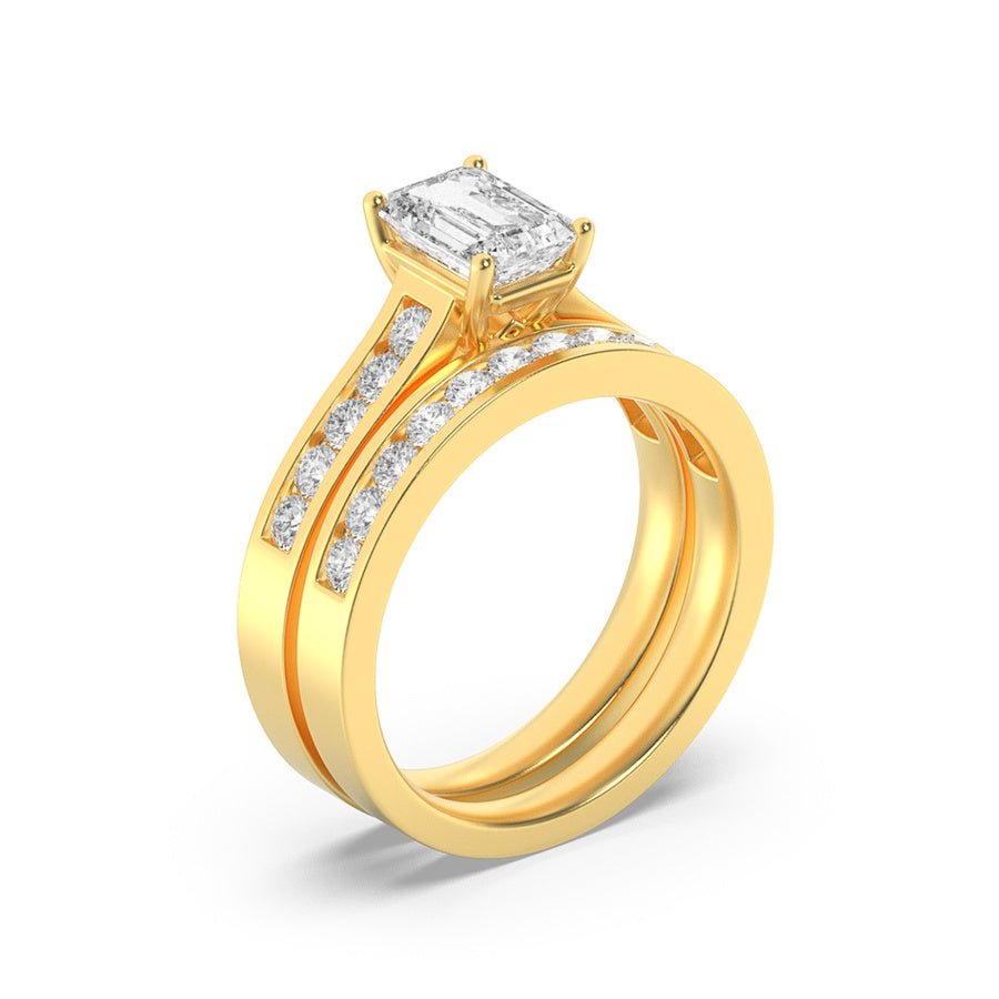 2Cttw Radiant Shaped Lab Grown Diamond (G/VS) Channel Set Bridal Engagement Ring in 10K Gold