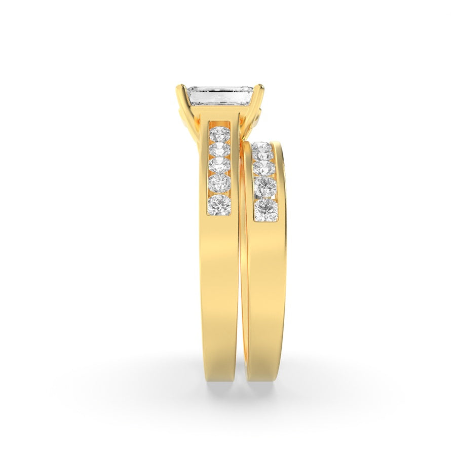 2Cttw Radiant Shaped Lab Grown Diamond (G/VS) Channel Set Bridal Engagement Ring in 10K Gold
