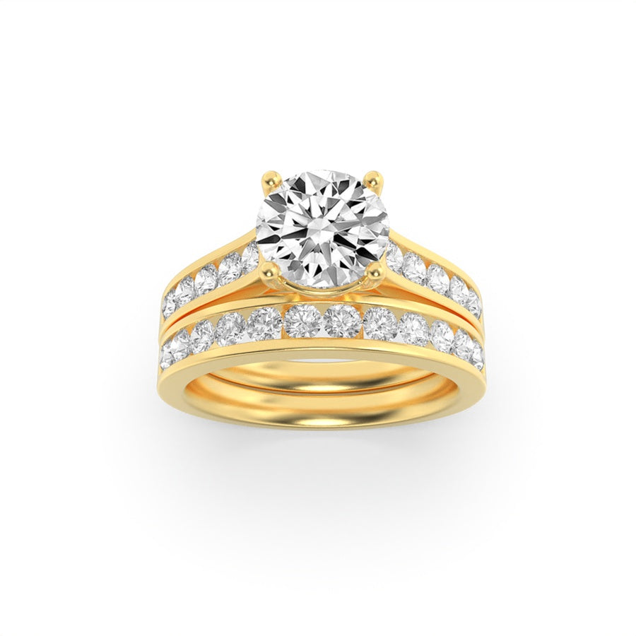 Round Shape Channel Set Bridal Engagement Ring lab grown diamond