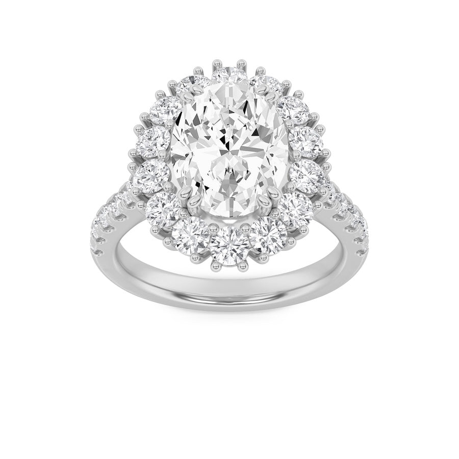 4Cttw Oval Shaped Lab Grown Diamond (F/VS) Bold Classic Engagement Ring in 14K Gold