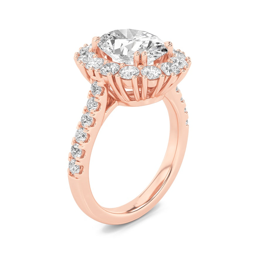4Cttw Oval Shaped Lab Grown Diamond (F/VS) Bold Classic Engagement Ring in 14K Gold