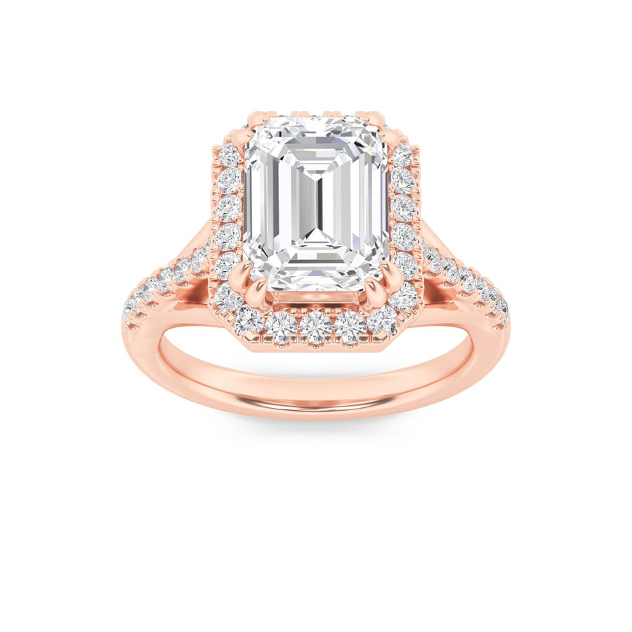 Emerald Shape Halo Accented Engagement Ring lab grown diamond