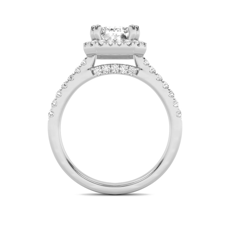 Emerald Shape Classic Halo Accented Engagement Ring lab grown diamond