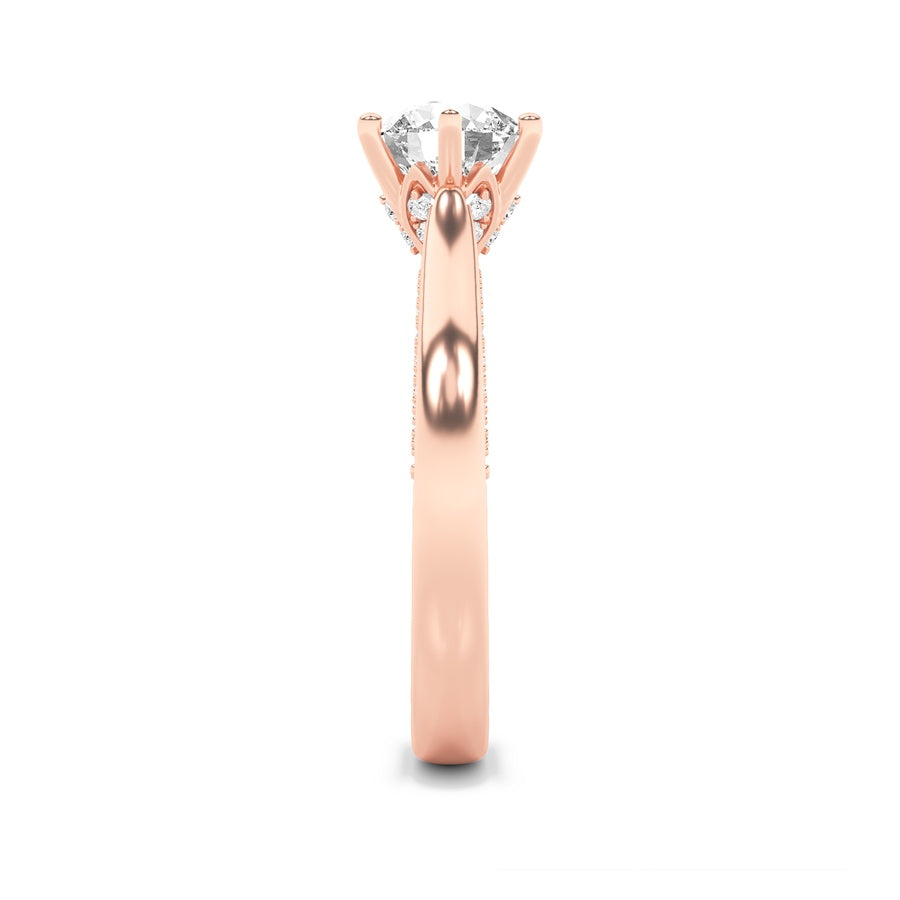 2Cttw Round Shaped Lab Grown Diamond (F/VS) TulipMotif Accented Engagement Ring in 14K Gold