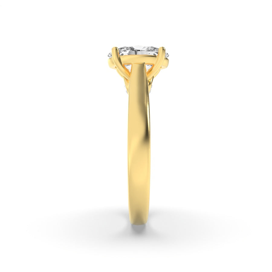 1.33Cttw Oval Shaped Lab Grown Diamond (F/VS) Accented Bridge Shank Engagement Ring in 14K Gold