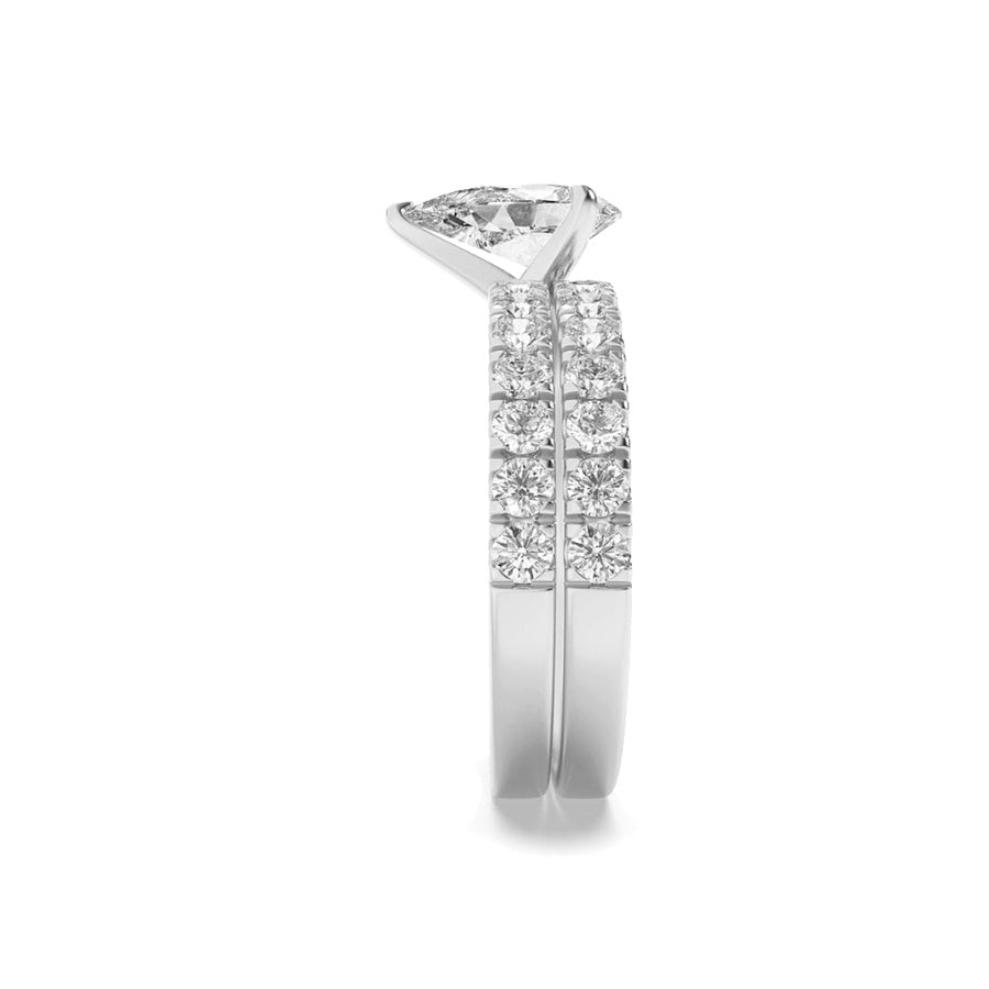 2Cttw Pear Shaped Lab Grown Diamond (F/VS) ClassicAccented Set With Band and Engagement Ring in 14K Gold