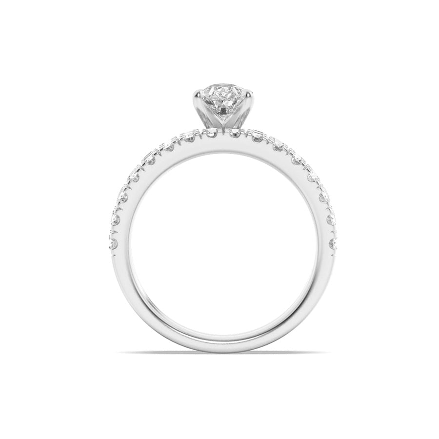 2Cttw Pear Shaped Lab Grown Diamond (F/VS) ClassicAccented Set With Band and Engagement Ring in 14K Gold
