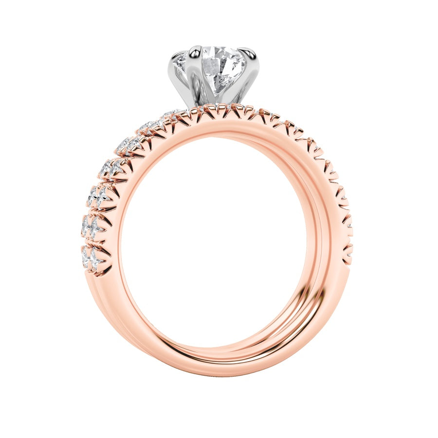 2Cttw Round Shaped Lab Grown Diamond (F/VS) Classic Accented Set With Band and Engagement Ring in 14K Gold
