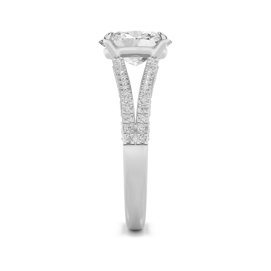 Oval Shape Split Shank Accented Engagement Ring lab grown diamond