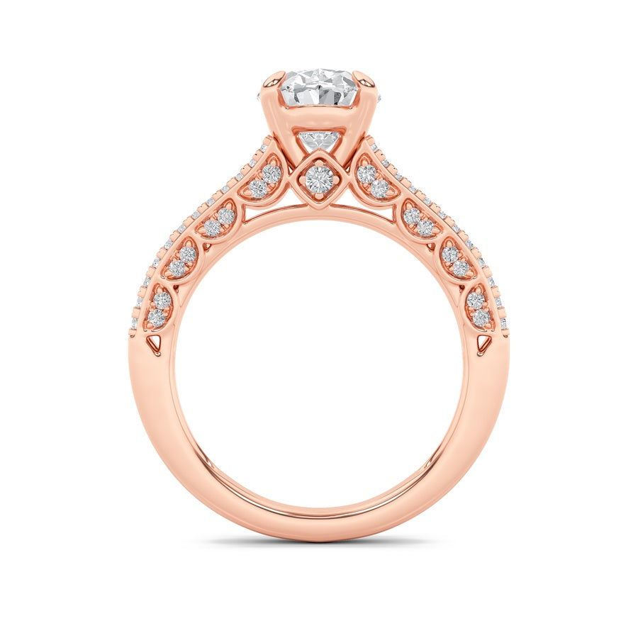 Oval Shape Split Shank Accented Engagement Ring lab grown diamond