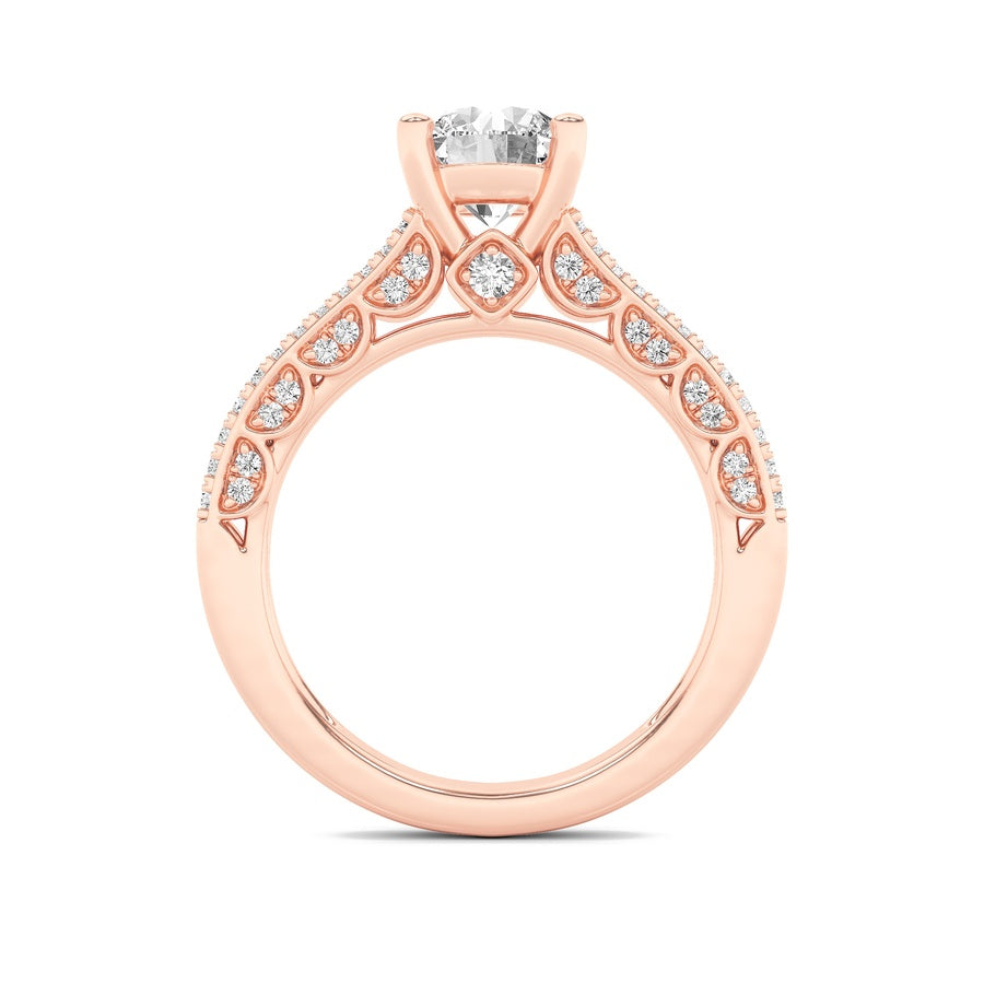 Round Shape Split Shank Accented Engagement Ring lab grown diamond