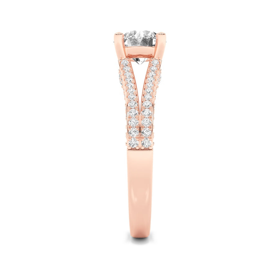 Round Shape Split Shank Accented Engagement Ring lab grown diamond