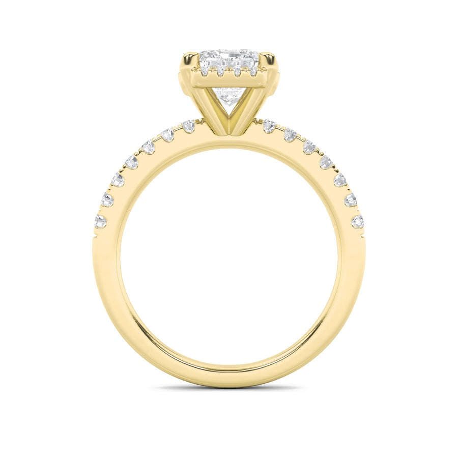 Emerald Shape Halo Accented Engagement Ring lab grown diamond