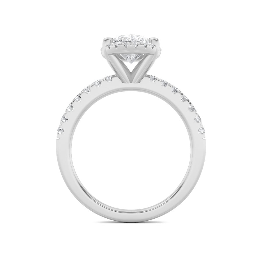 2Cttw Oval Shaped Lab Grown Diamond (F/VS) Halo Accented Engagement Ring in 14K Gold